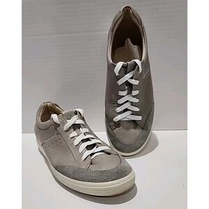 ECCO Shoes Womens Size 8 Gray Soft Leather & Suede Walking Sneaker